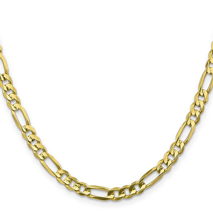 10K Gelbgold 5.5mm Konkav Offen Figaro Halskette