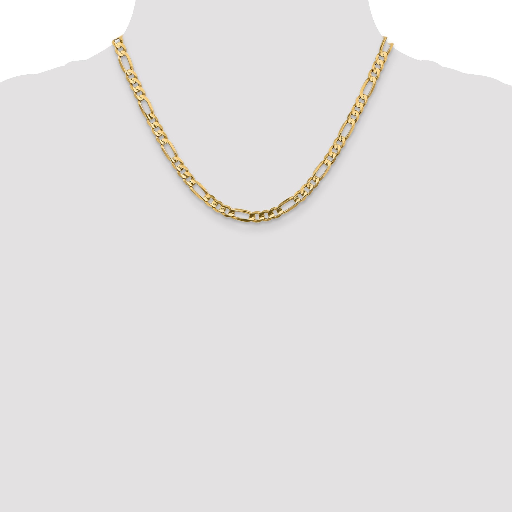 10K Gelbgold 5.5mm Konkav Offen Figaro Halskette