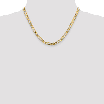 10K Gelbgold 5.5mm Konkav Offen Figaro Halskette