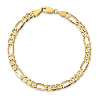 10K Gelbgold 5.5mm Konkav Offen Figaro Gliederarmband