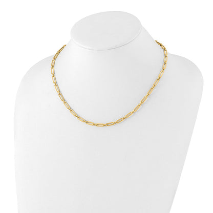 10K Gelbgold Poliert Flach Oval Glieder Halskette