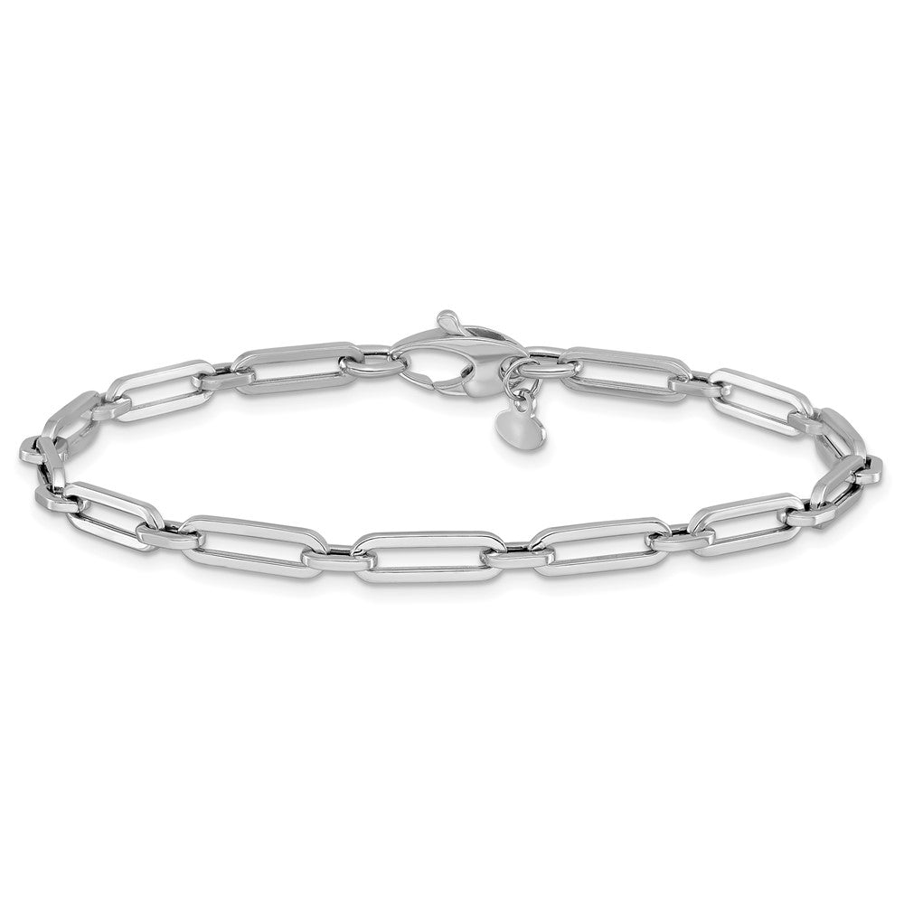10K Weißgold Poliert Flach Oval Glieder Armband