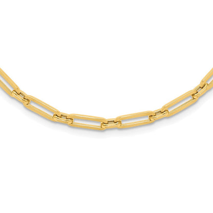 10K Gelbgold Poliert Flach Oval Glieder Halskette