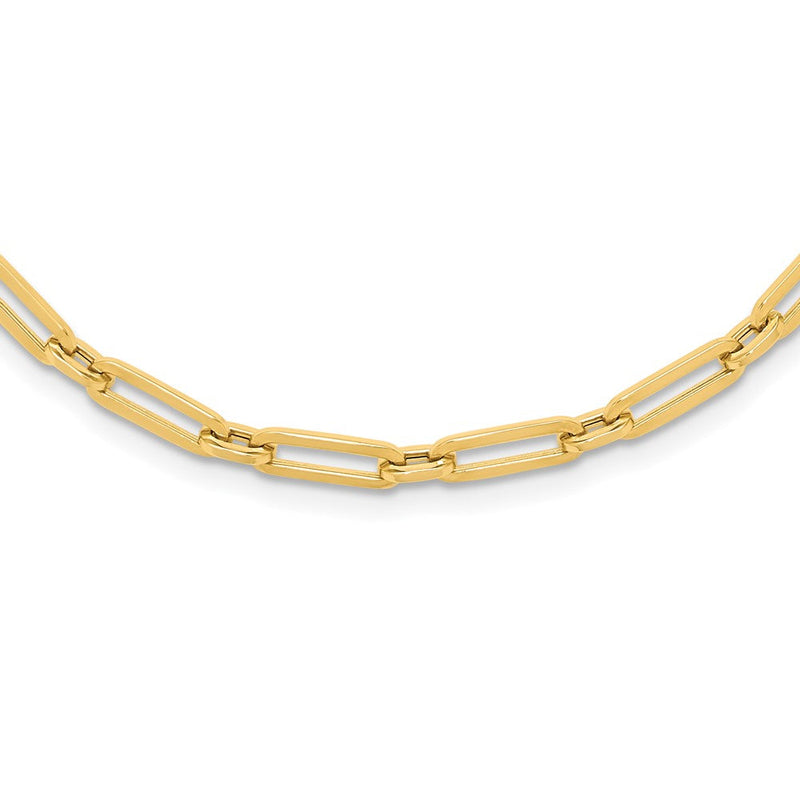 10K Gelbgold Poliert Flach Oval Glieder Halskette