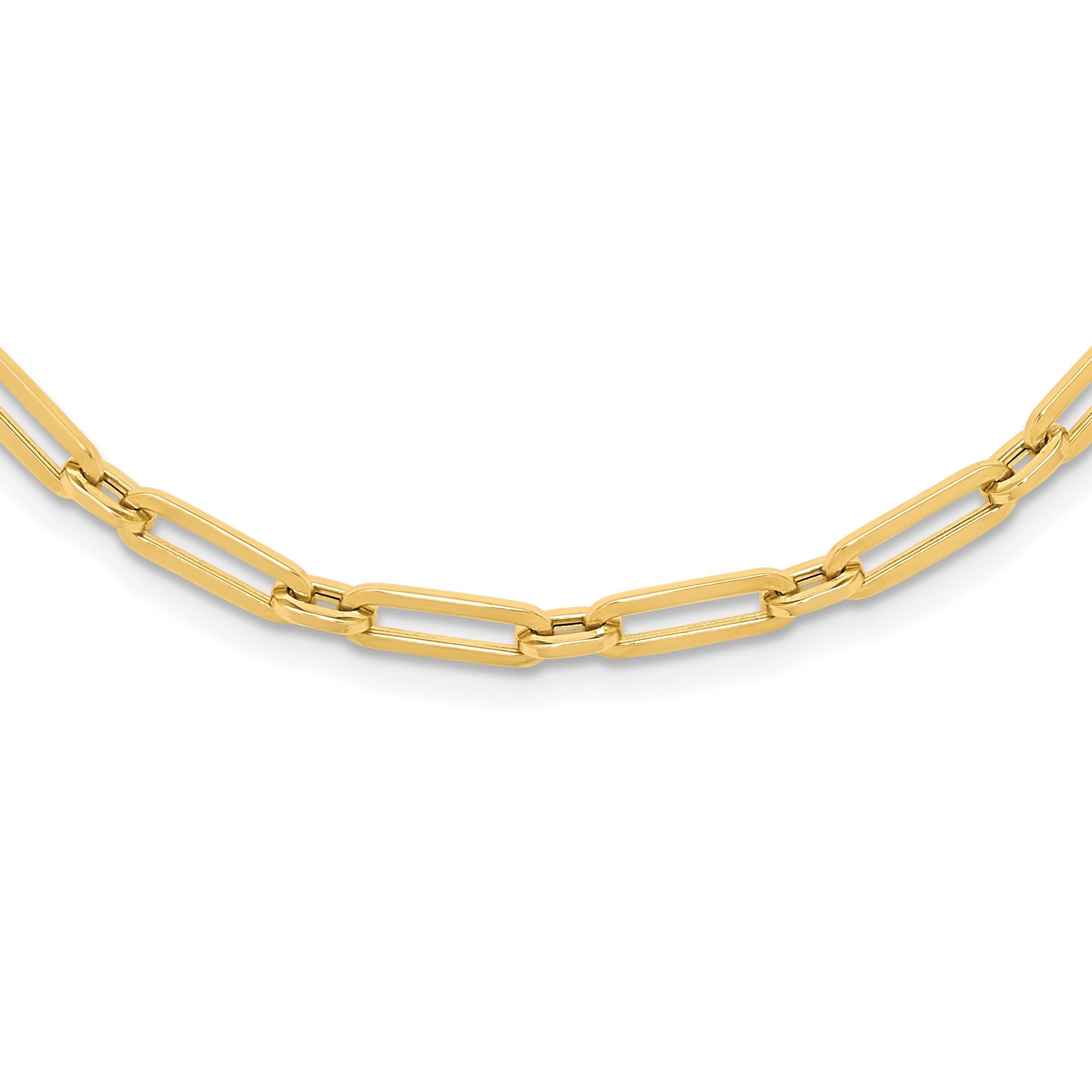 10K Gelbgold Poliert Flach Oval Glieder Halskette