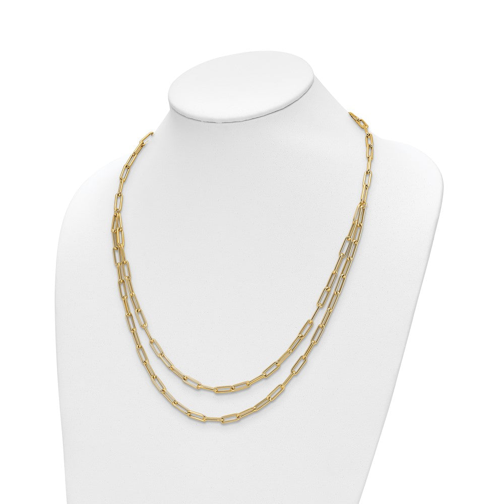 10K Gelbgold Poliert Doppelt Layer Glieder Halskette