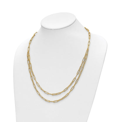10K Gelbgold Poliert Doppelt Layer Glieder Halskette