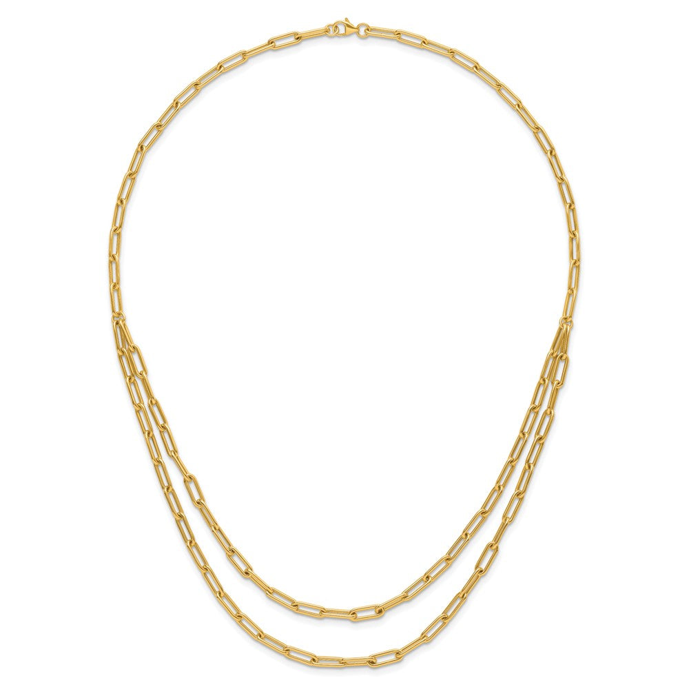 10K Gelbgold Poliert Doppelt Layer Glieder Halskette