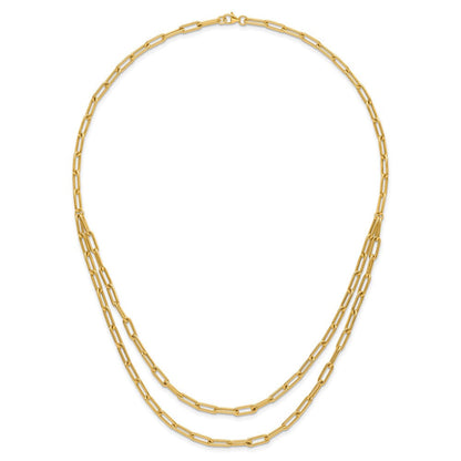 10K Gelbgold Poliert Doppelt Layer Glieder Halskette