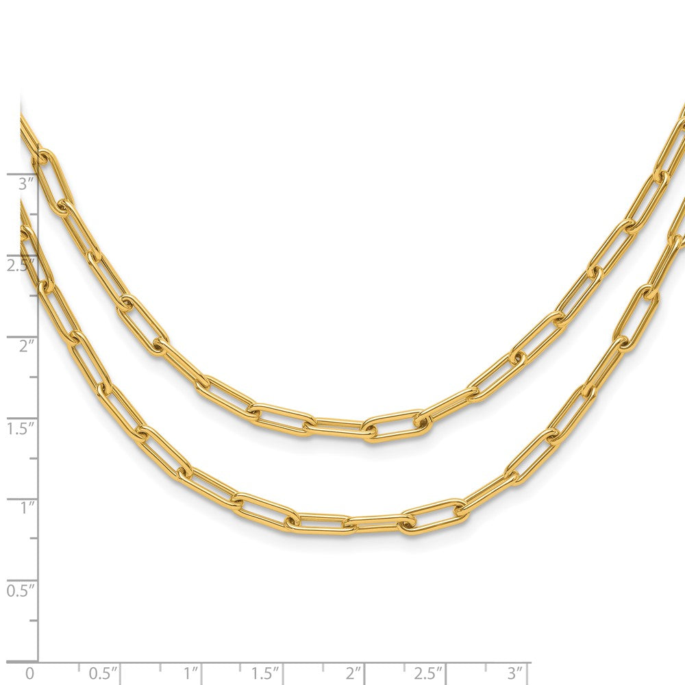 10K Gelbgold Poliert Doppelt Layer Glieder Halskette