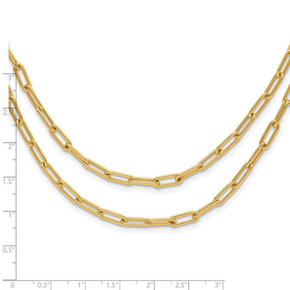 10K Gelbgold Poliert Doppelt Layer Glieder Halskette