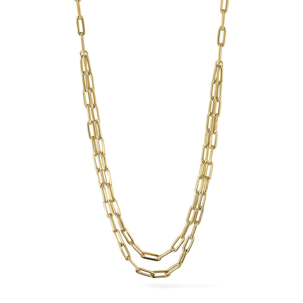 10K Gelbgold Poliert Doppelt Layer Glieder Halskette
