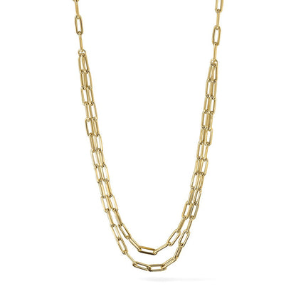 10K Gelbgold Poliert Doppelt Layer Glieder Halskette