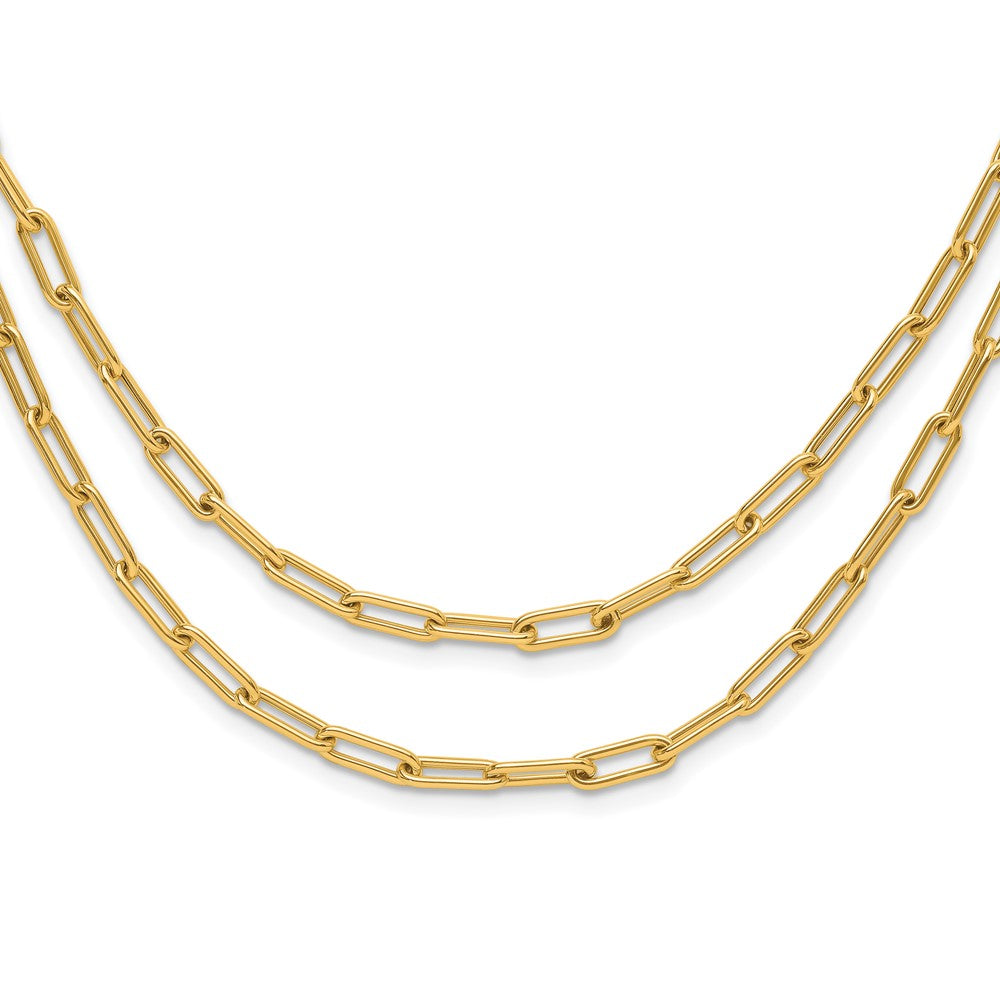 10K Gelbgold Poliert Doppelt Layer Glieder Halskette
