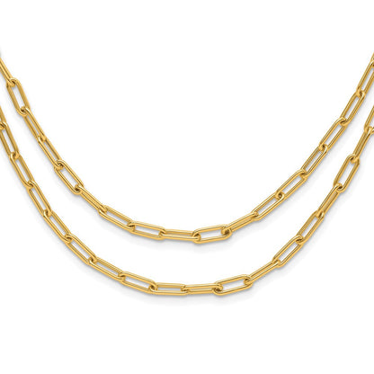 10K Gelbgold Poliert Doppelt Layer Glieder Halskette