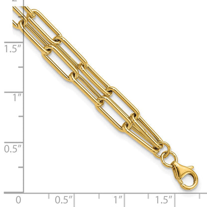 10K Gelbgold Poliert Doppelt Layer Glieder Armband
