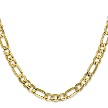 10K Gelbgold 6mm Konkav Offen Figaro Halskette