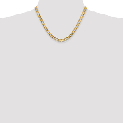 10K Gelbgold 6mm Konkav Offen Figaro Halskette