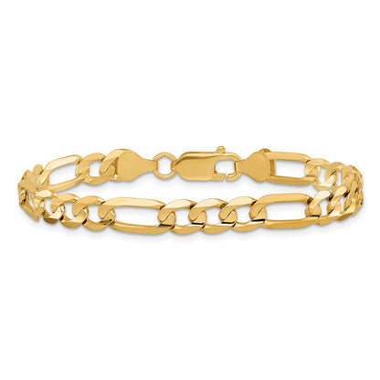 10K Gelbgold 6mm Konkav Offen Figaro Gliederarmband