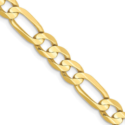10K Gelbgold 6mm Konkav Offen Figaro Halskette