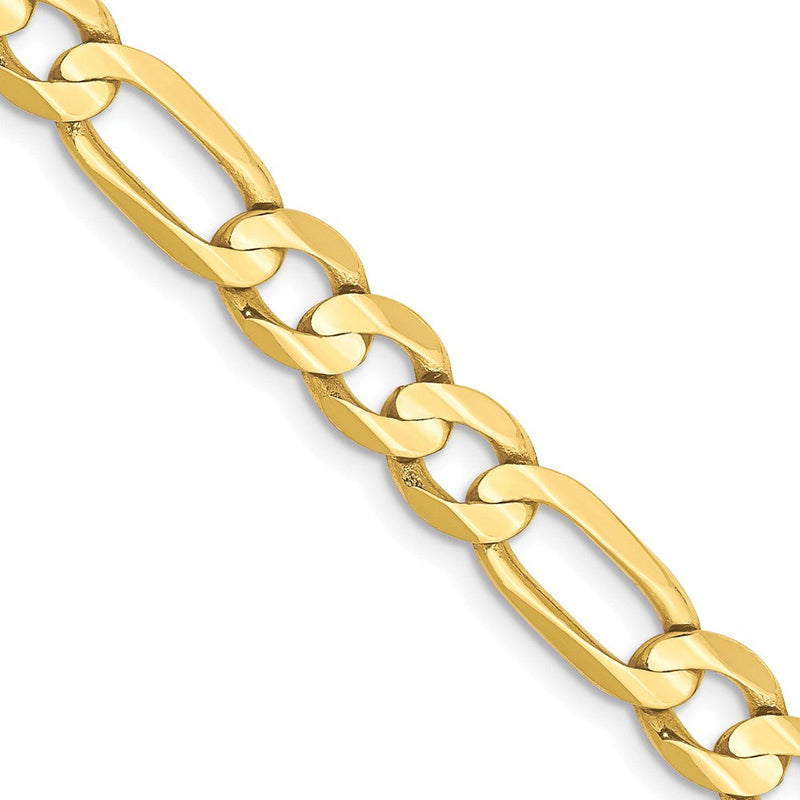 10K Gelbgold 6mm Konkav Offen Figaro Halskette