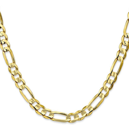 10K Gelbgold 6.75mm Konkav Offen Figaro Halskette