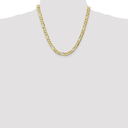 10K Gelbgold 6.75mm Konkav Offen Figaro Halskette