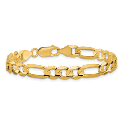10K Gelbgold 6.75mm Konkav Offen Figaro Gliederarmband