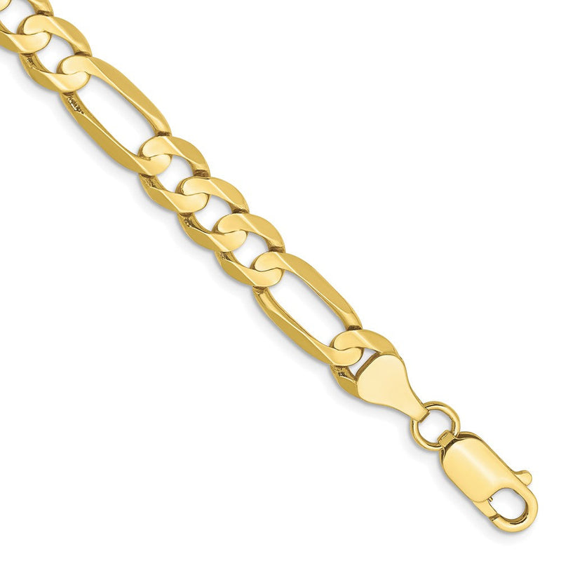 10K Gelbgold 6.75mm Konkav Offen Figaro Gliederarmband
