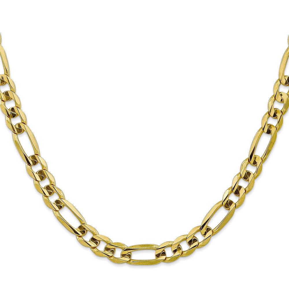 10K Gelbgold 7.5mm Konkav Offen Figaro Halskette