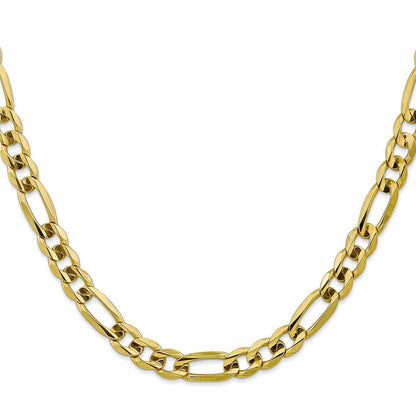 10K Gelbgold 7.5mm Konkav Offen Figaro Halskette