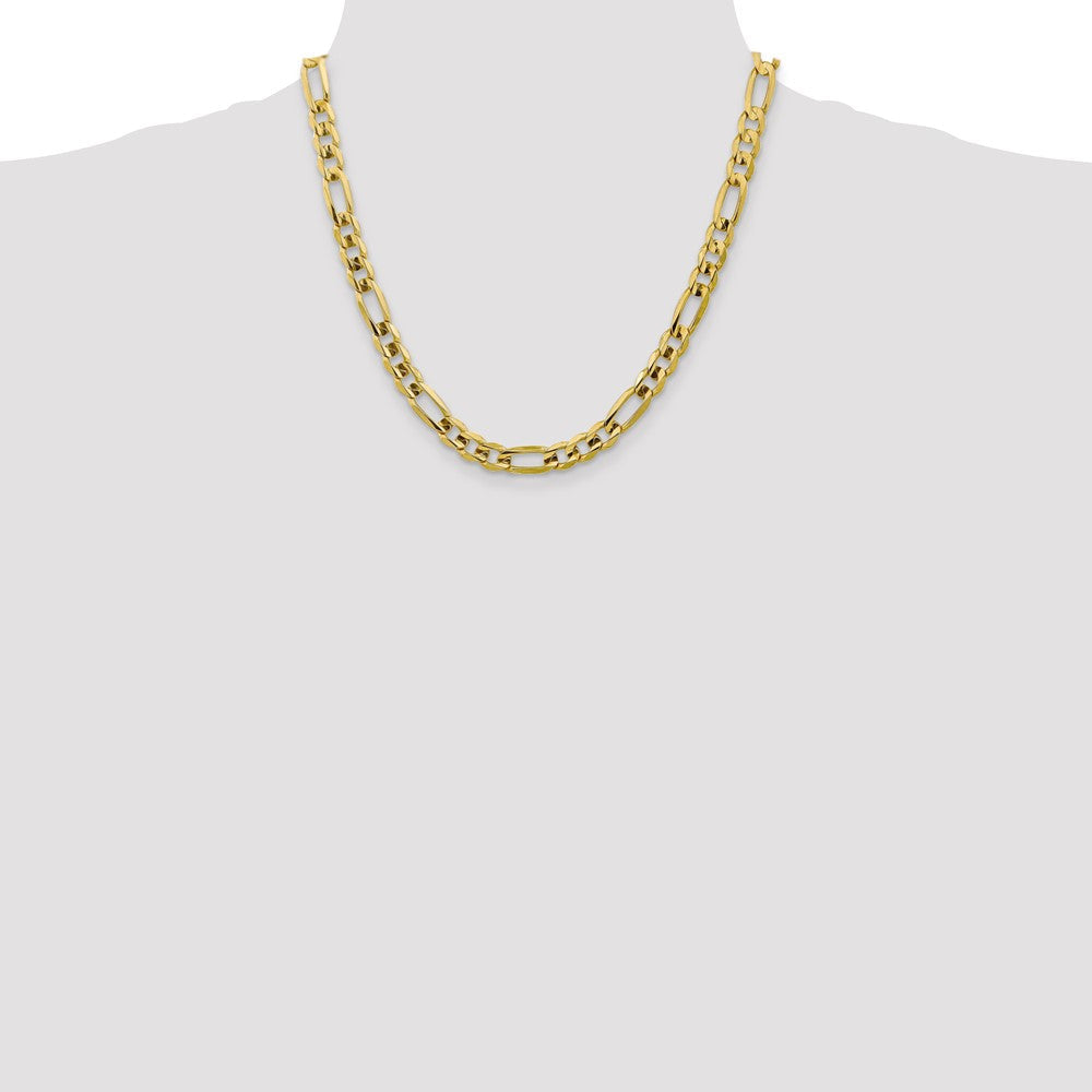 10K Gelbgold 7.5mm Konkav Offen Figaro Halskette
