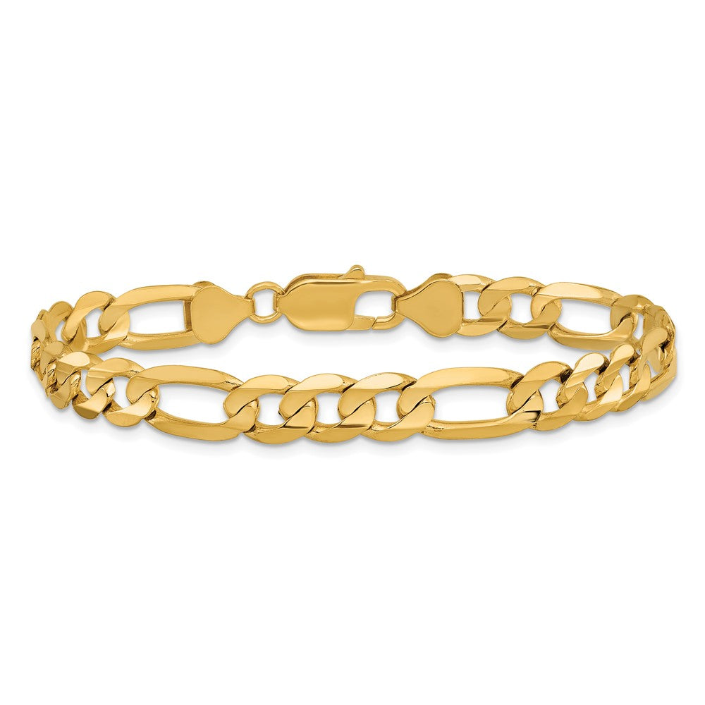 10K Gelbgold 7.5mm Konkav Offen Figaro Gliederarmband