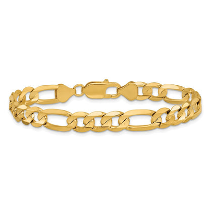 10K Gelbgold 7.5mm Konkav Offen Figaro Gliederarmband