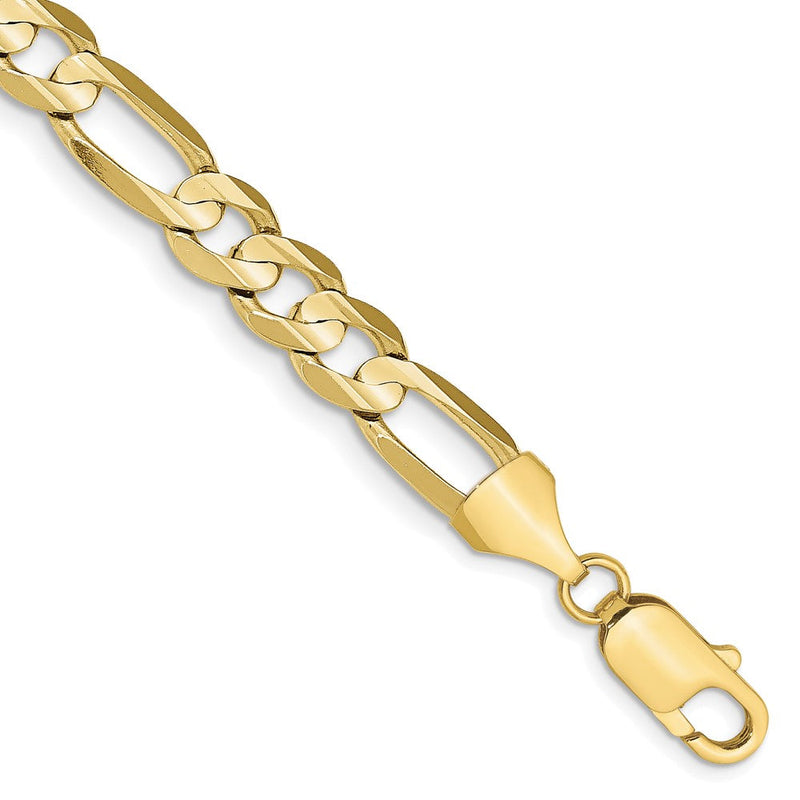 10K Gelbgold 7.5mm Konkav Offen Figaro Gliederarmband