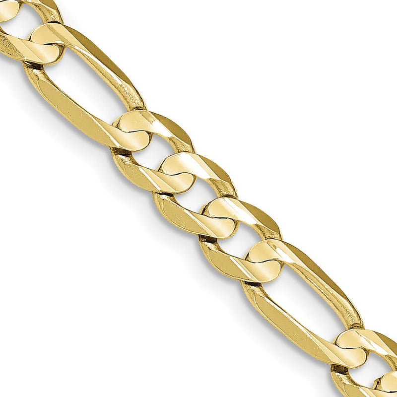 10K Gelbgold 7.5mm Konkav Offen Figaro Halskette