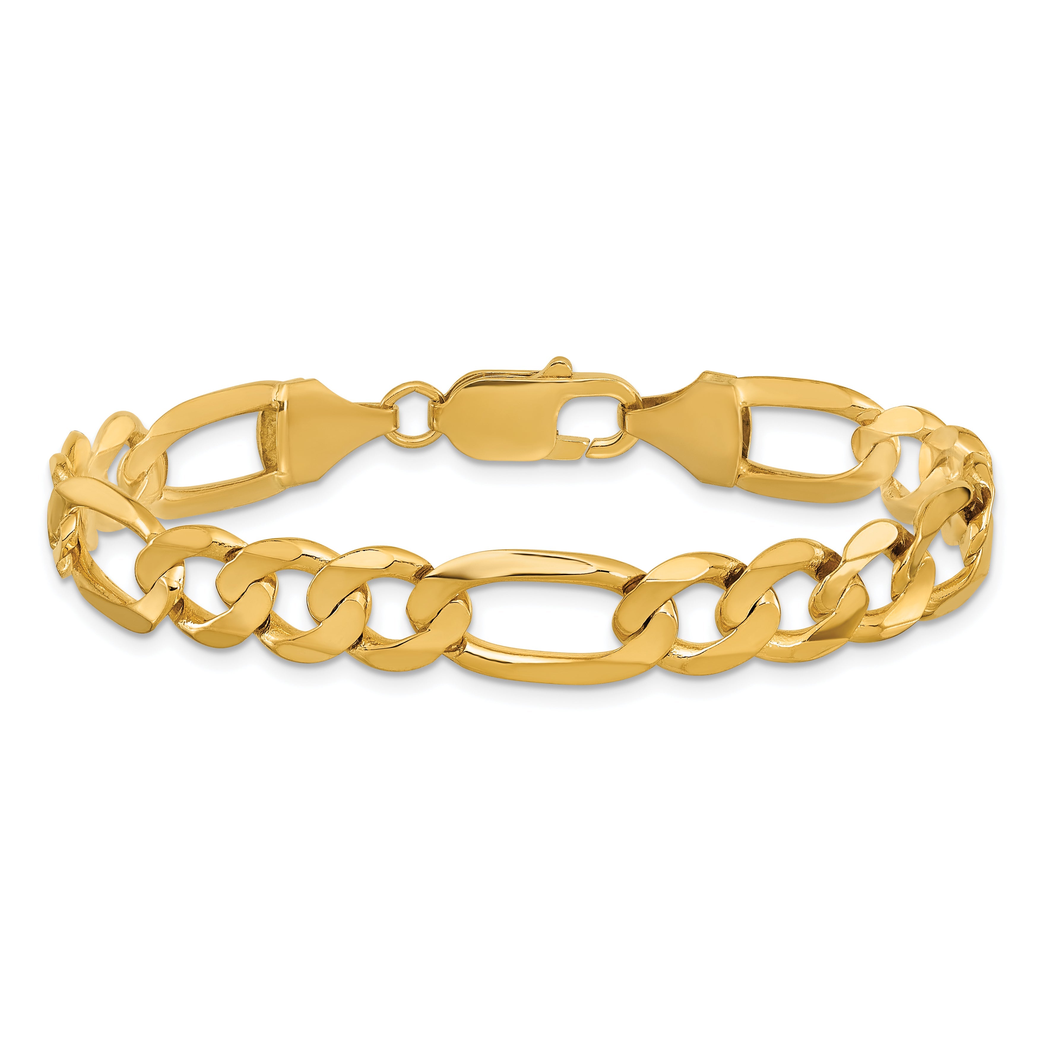 10K Gelbgold 8.75mm Konkav Offen Figaro Gliederarmband