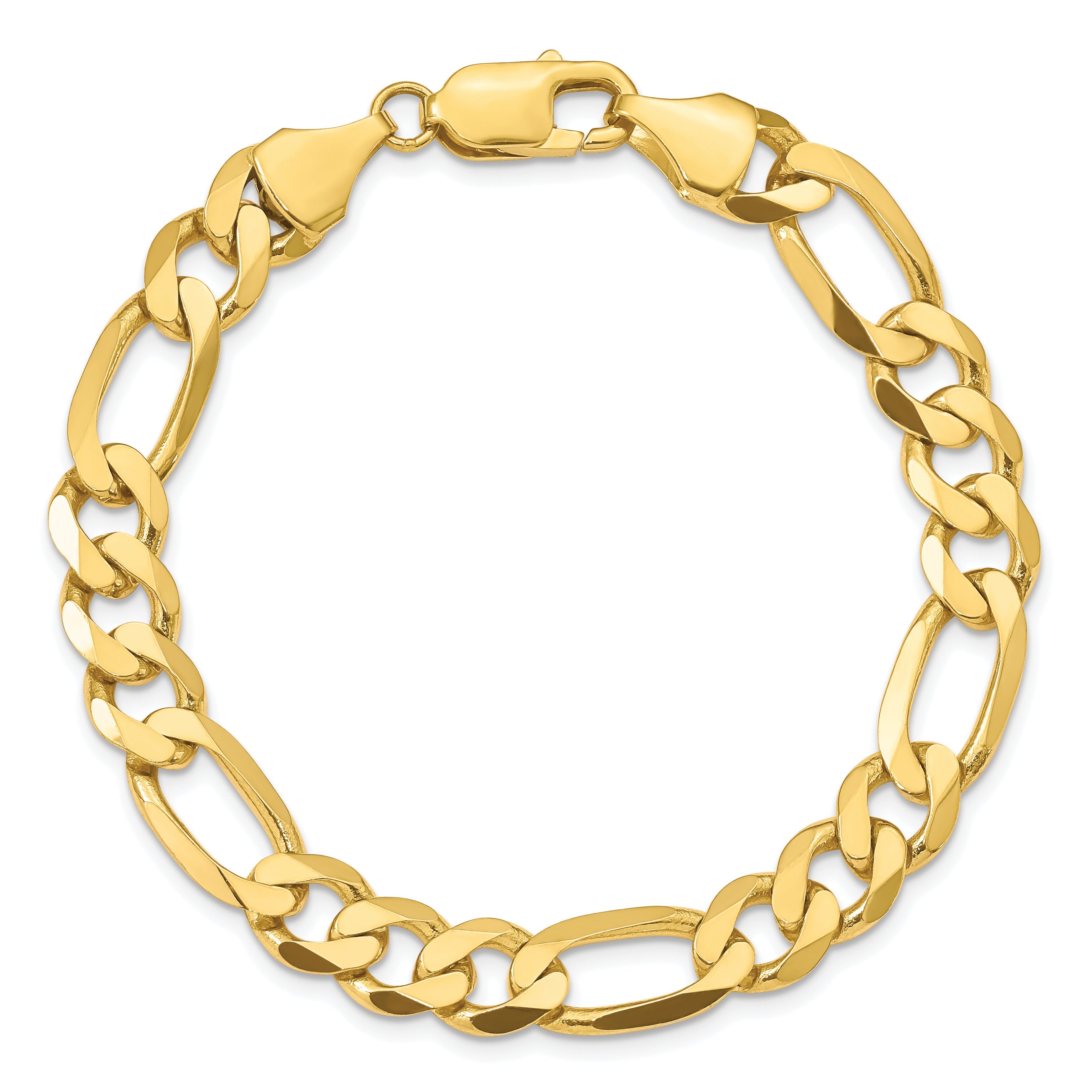 10K Gelbgold 8.75mm Konkav Offen Figaro Gliederarmband