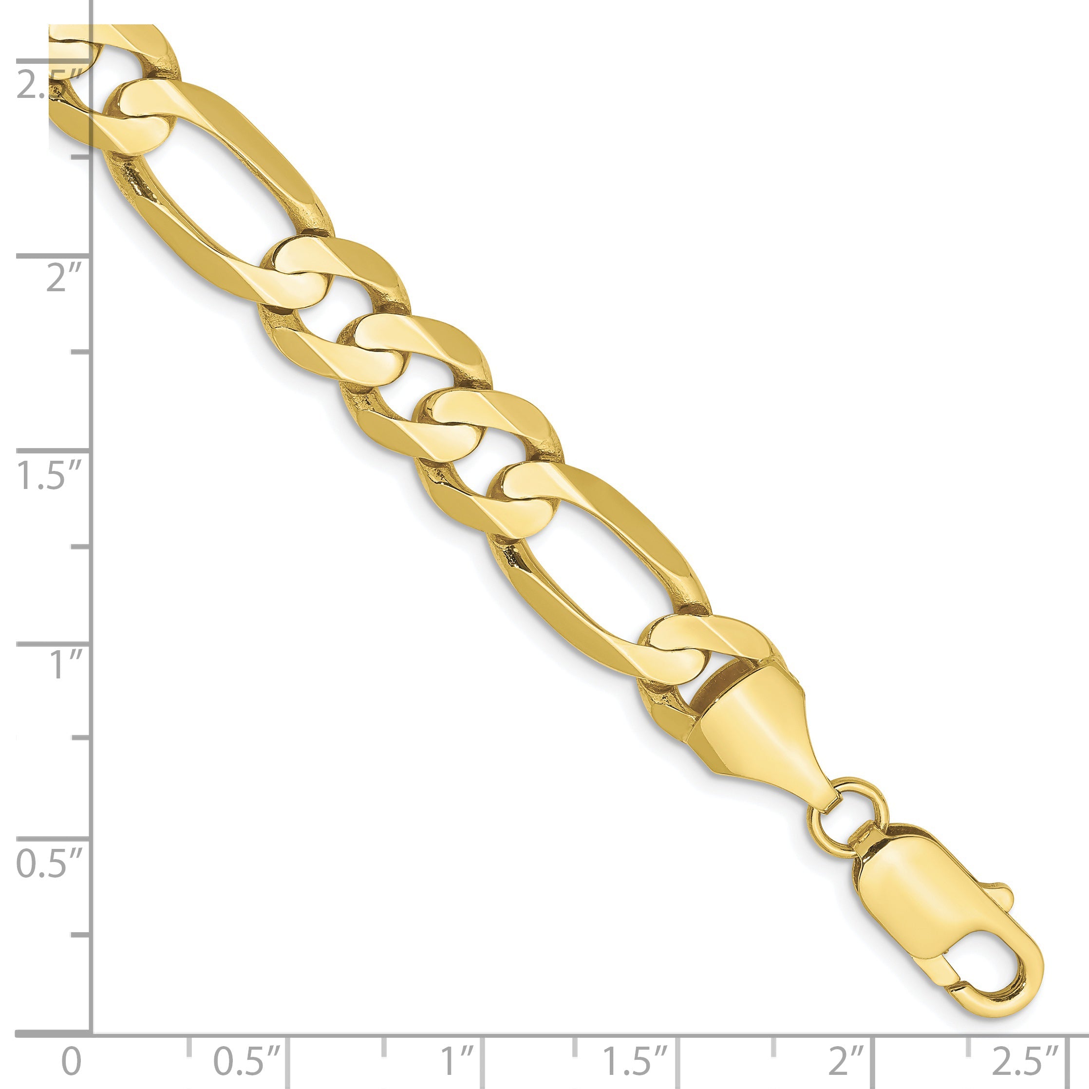 10K Gelbgold 8.75mm Konkav Offen Figaro Gliederarmband
