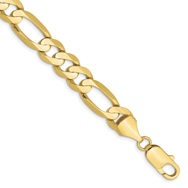 10K Gelbgold 8.75mm Konkav Offen Figaro Gliederarmband