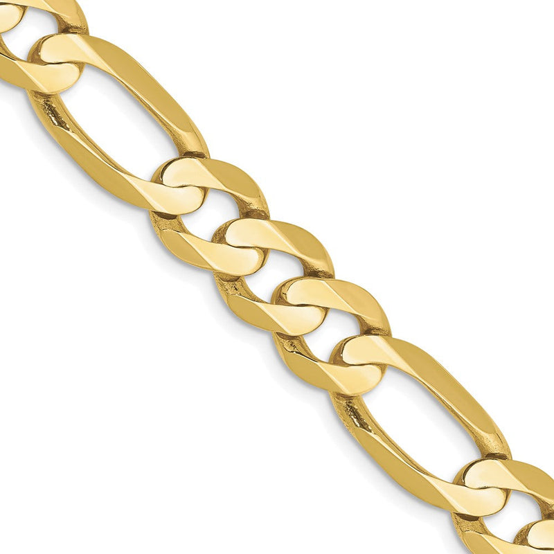 10K Gelbgold 8.75mm Konkav Offen Figaro Halskette