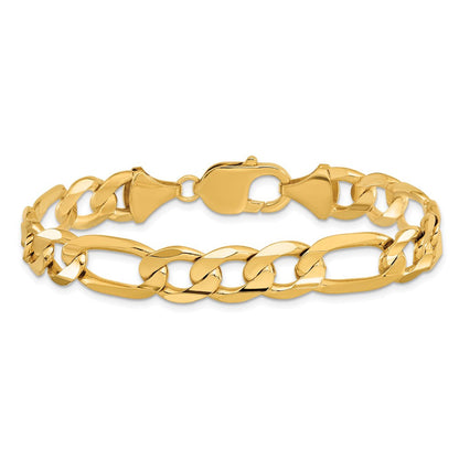 10K Gelbgold 10mm Konkav Offen Figaro Gliederarmband