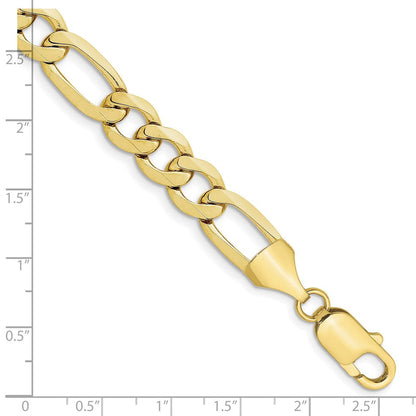 10K Gelbgold 10mm Konkav Offen Figaro Gliederarmband