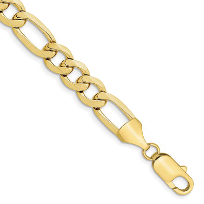 10K Gelbgold 10mm Konkav Offen Figaro Gliederarmband
