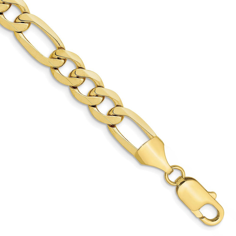 10K Gelbgold 10mm Konkav Offen Figaro Gliederarmband