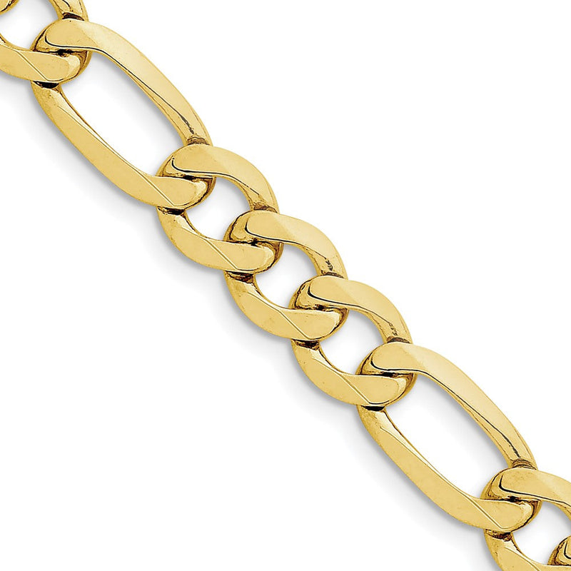 10K Gelbgold 10mm Konkav Offen Figaro Halskette
