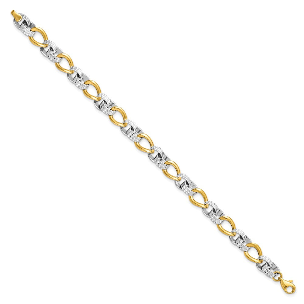 10K Bicolor Poliert und Diamantiert Glieder Gliederarmband