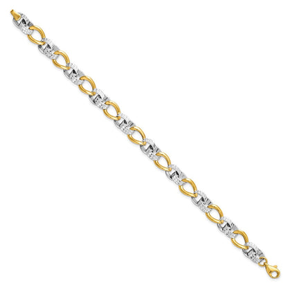 10K Bicolor Poliert und Diamantiert Glieder Gliederarmband