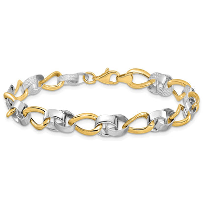 10K Bicolor Poliert und Diamantiert Glieder Gliederarmband