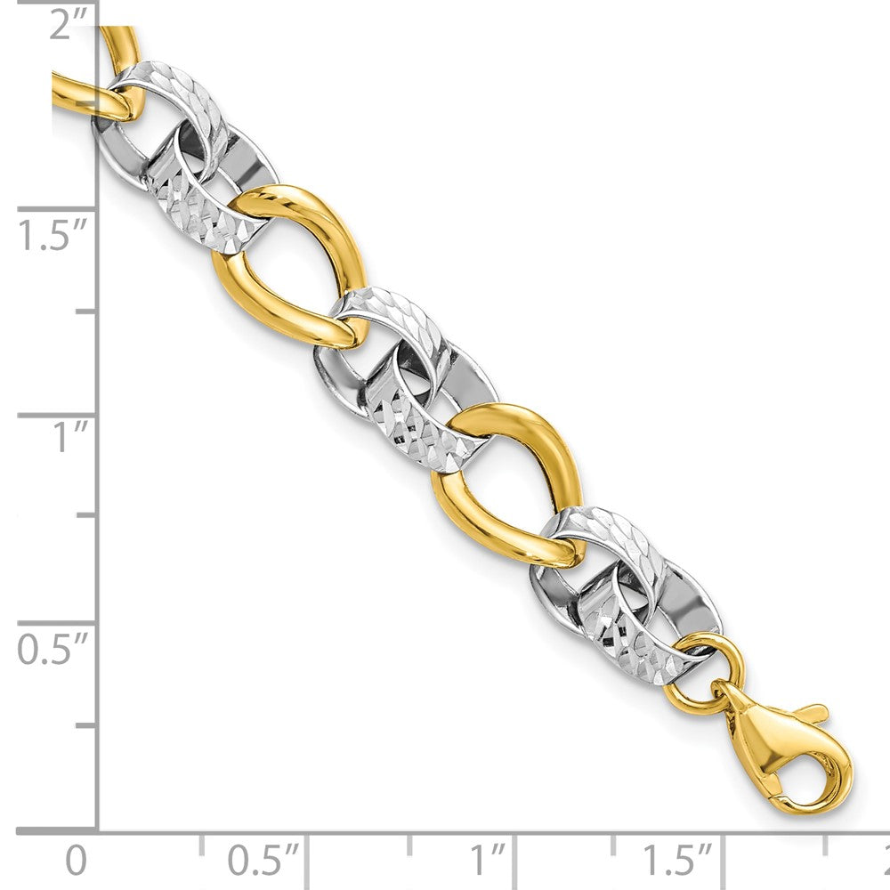 10K Bicolor Poliert und Diamantiert Glieder Gliederarmband
